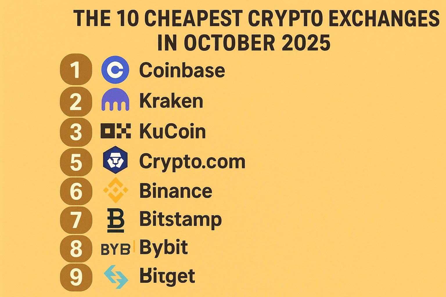 The 10 cheapest crypto exchanges in October 2025