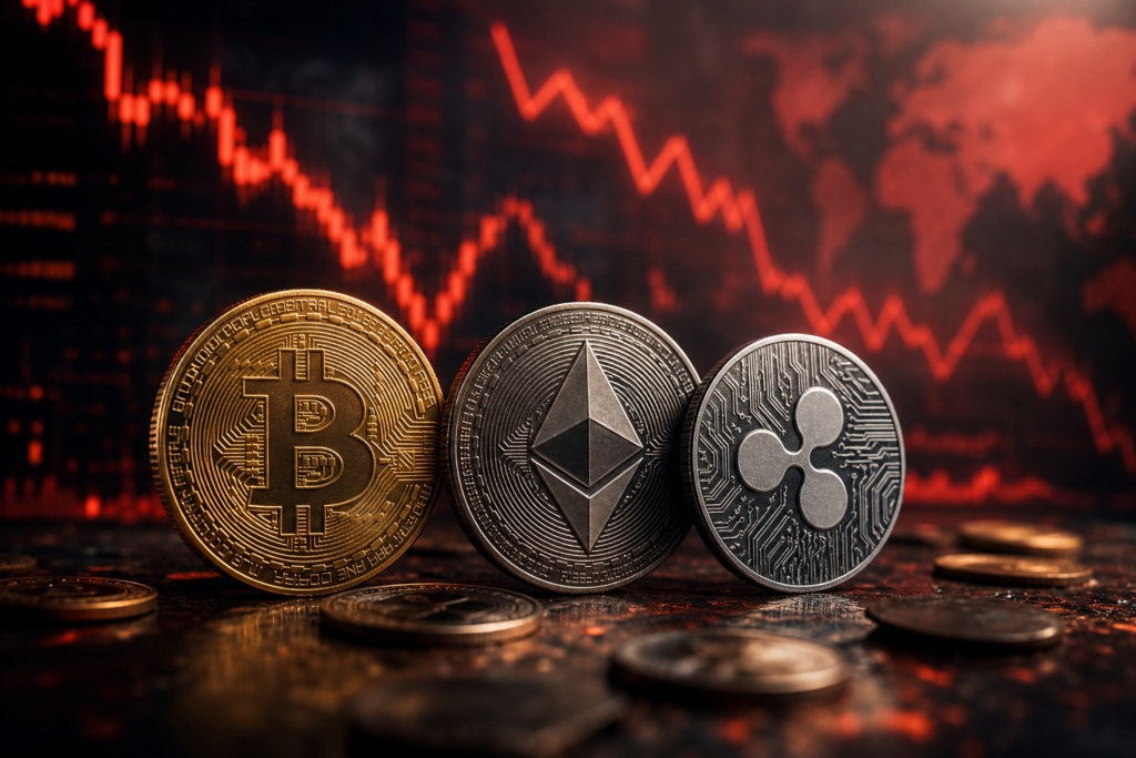 Bitcoin, Ethereum & XRP Prices Drop